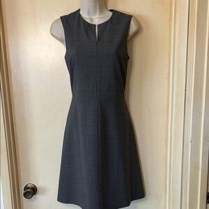 Theory Miyani Sleeveless Split Neck Wool A-Line Dress in Charcoal size 2